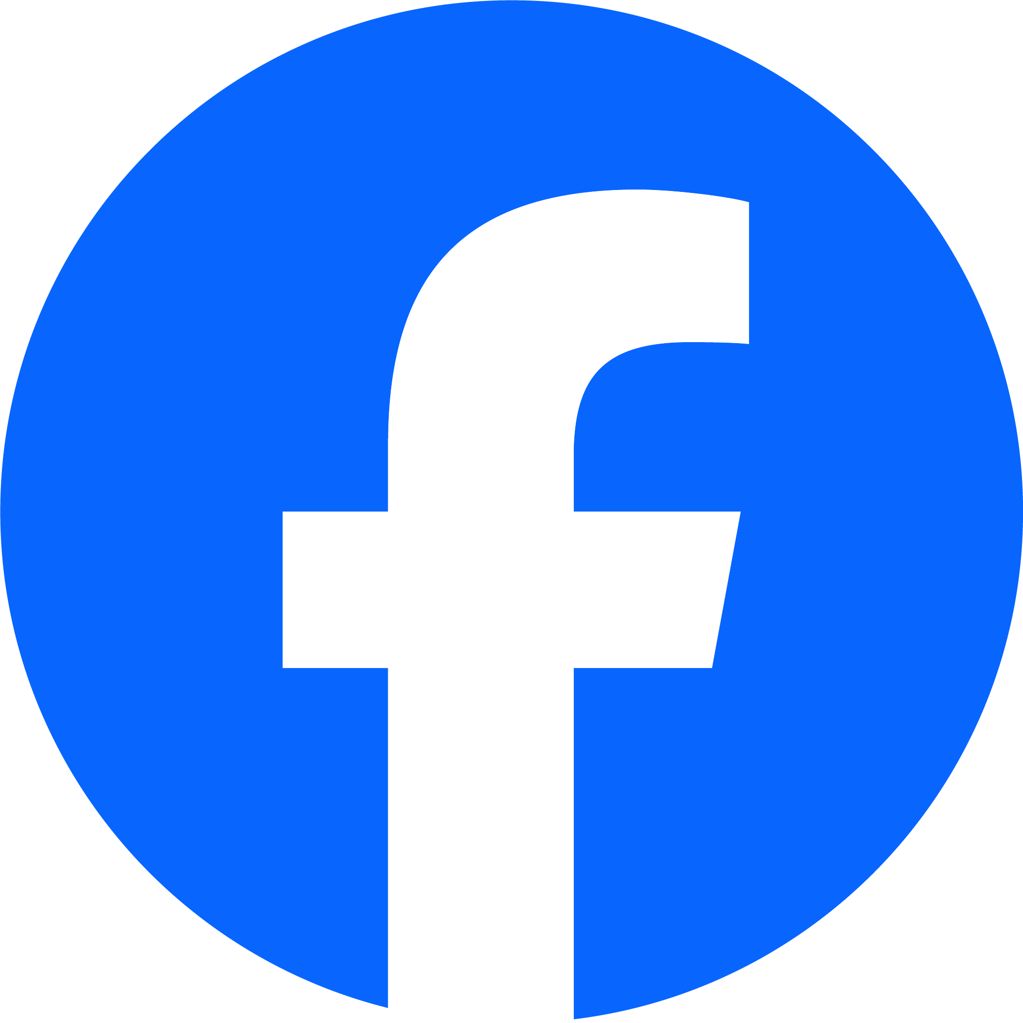 Facebook logo in white.